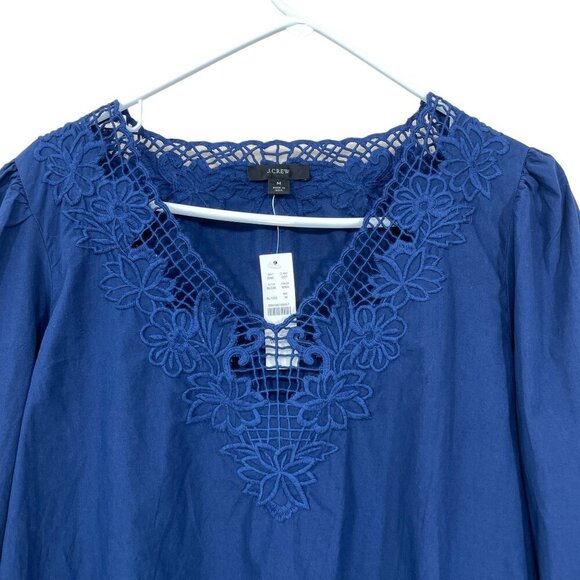 NWT J Crew Women Size M Blouse Eyelet Trim Embroidered Long Sleeve V-Neck  NEW - Picture 3 of 6